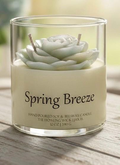 Spring Breeze Hand Poured Soy and Beeswax Candle